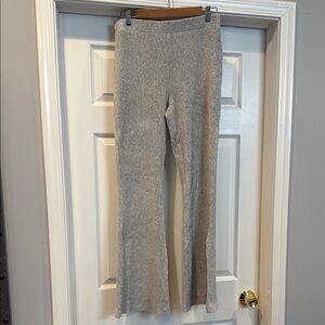 Aerie Gray Ribbed/Cordory Flare Pants